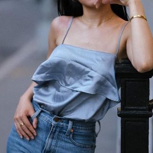 H&M satin silk blue tank